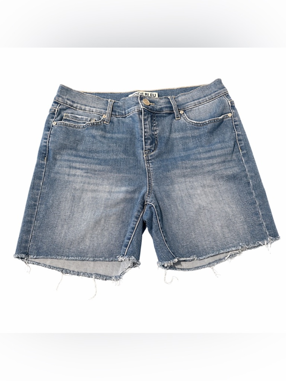 Code Bleu Chelsea Denim Shorts Womens Size 4 Blue Raw Hem Stretch Mid Rise